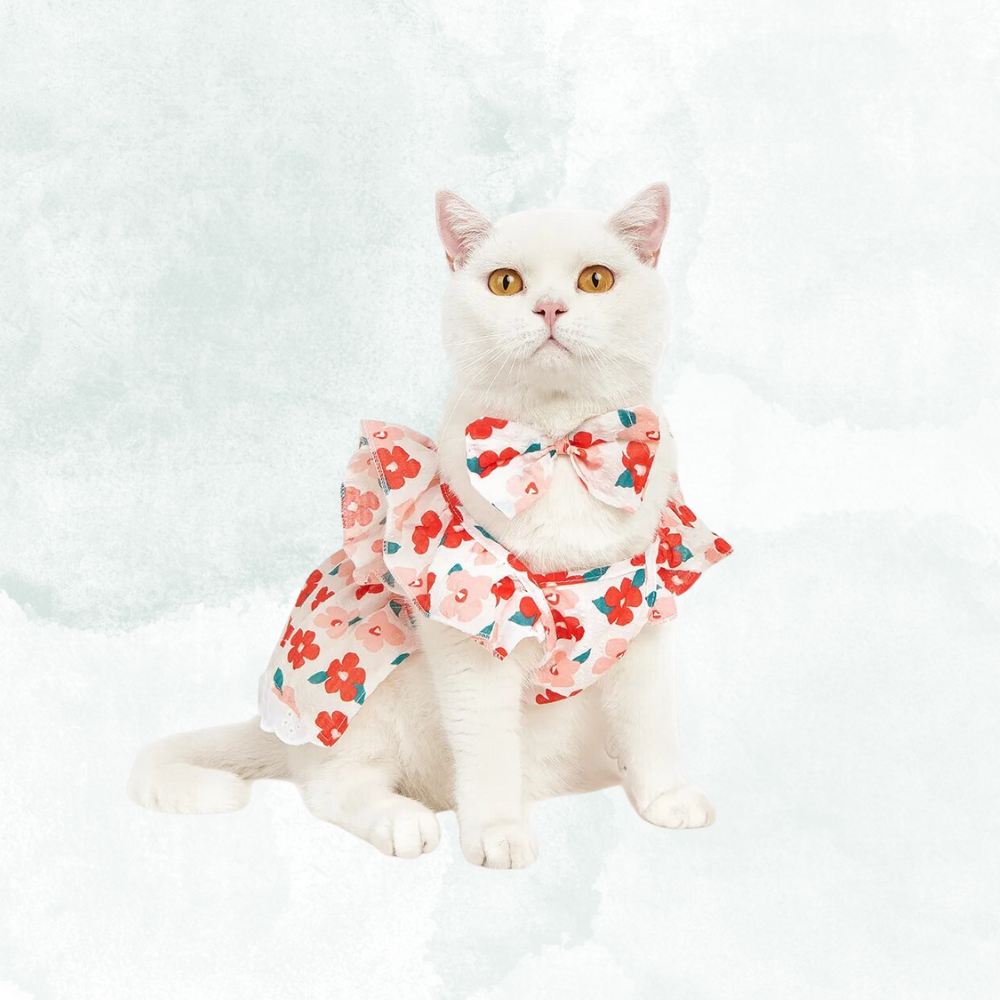 cat dress design Cat Flower Dress Sakura Pink, Floral Fancy Tutu Dress for Cats and Dogs, Wedding Birthday Cat Princess Costume Pets Clothes Custom Size