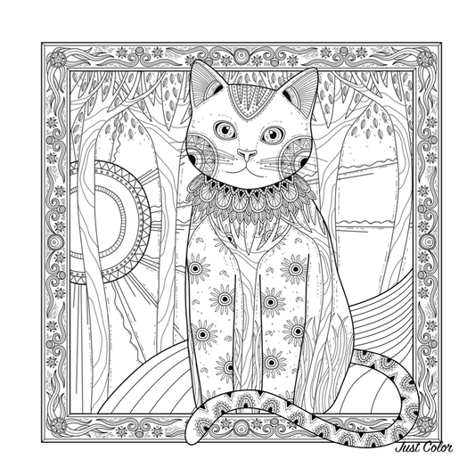 Chat Et Soleil Coloring Page | Free Download