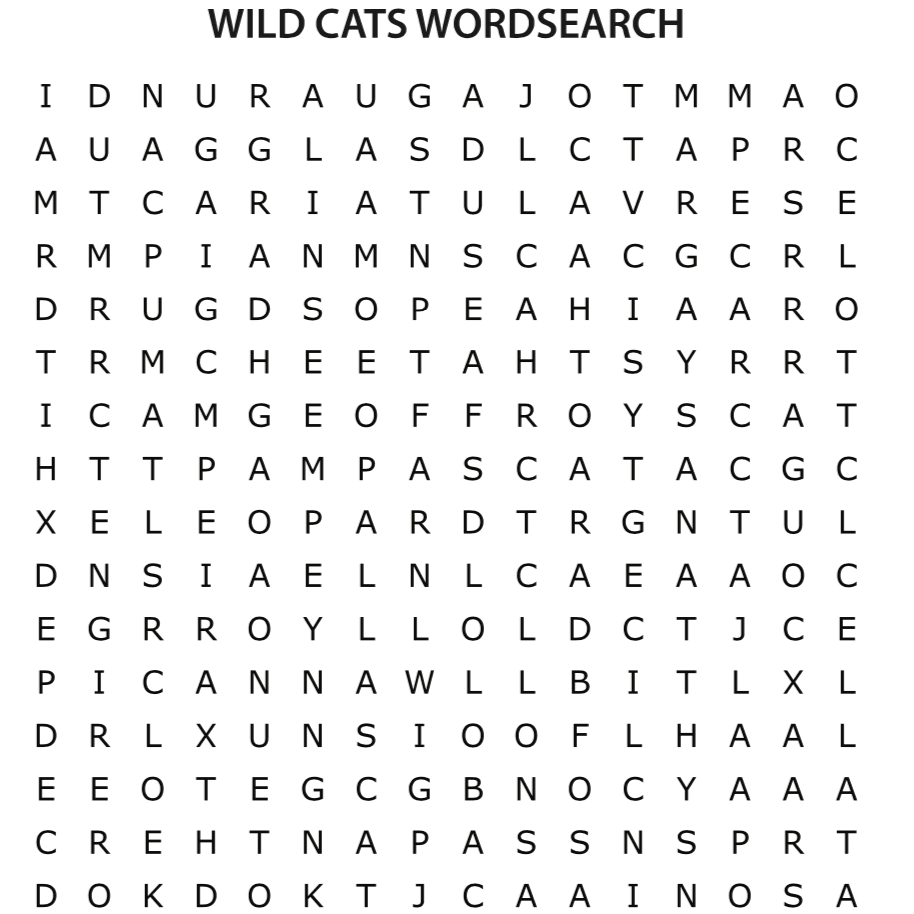 Wild Cat Word Search | Free Download – Cat Cave Co wild-cat-word-search-free-download-cat-cave-co