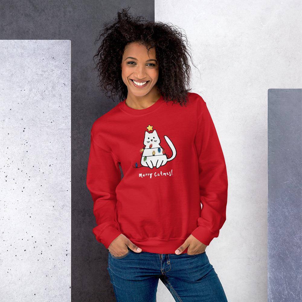 Catmas Tree Unisex Christmas Sweatshirt Cat Cave Co