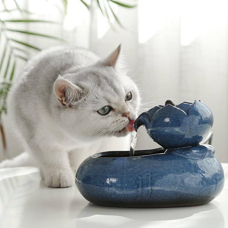 Ceramic Cat Water Fountain - Main Image