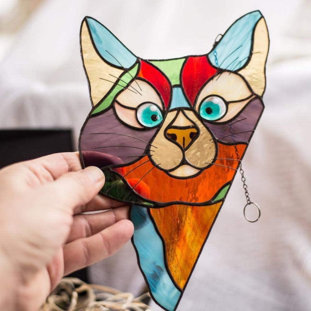 Cat Stained Glass Window Sticker