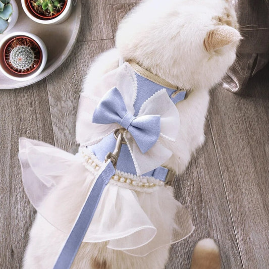 Cute Cat Lace Bowtie (Harness & Leash Set) | Cat Harness