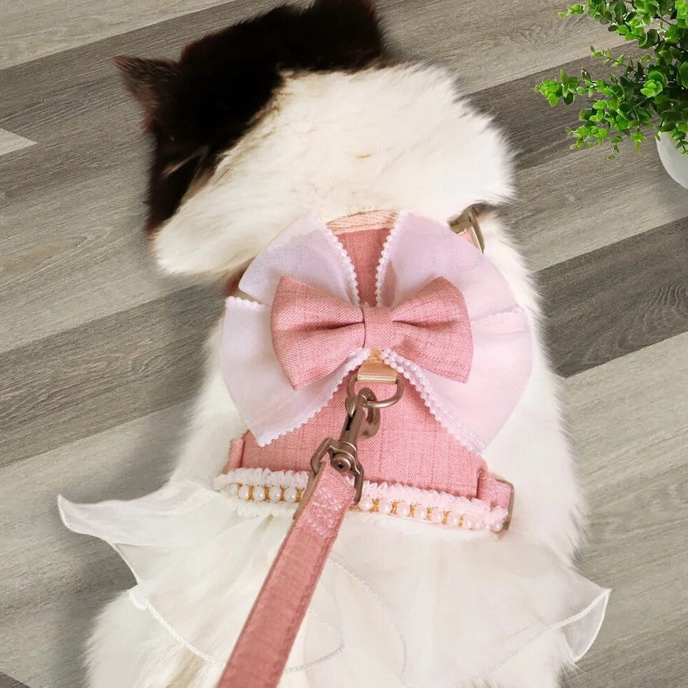 Cute Cat Lace Bowtie Harness Leash Set Cat Harness Cat Cave Co