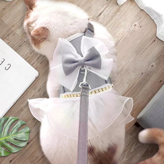 Cute Cat Lace Bowtie (Harness & Leash Set) | Cat Harness