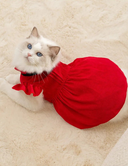 Red Cat Christmas Dress | Cat Clothing