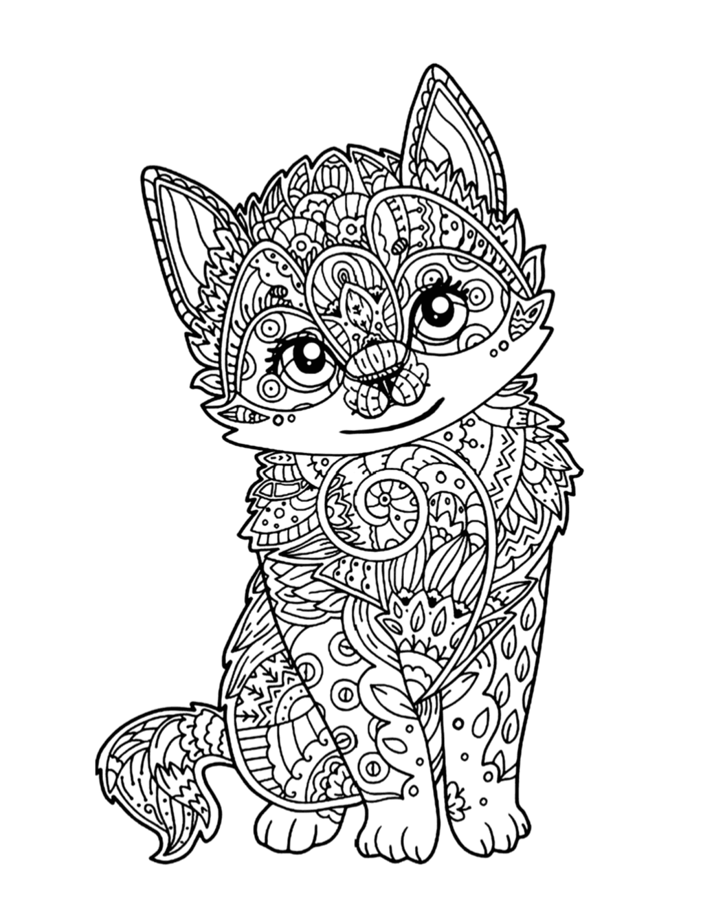Cute Kitten Coloring Page | Free Download