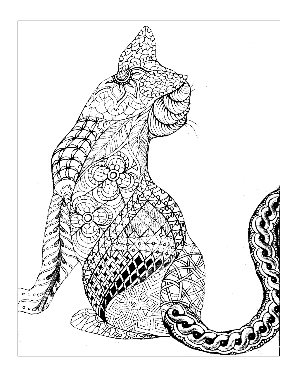 Geometric Cat Coloring Page | Free Download β Cat Cave Co