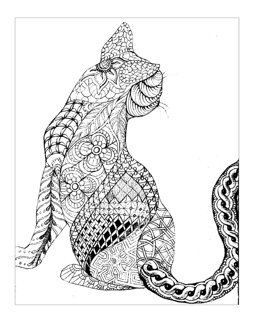 Geometric Cat Coloring Page | Free Download β Cat Cave Co
