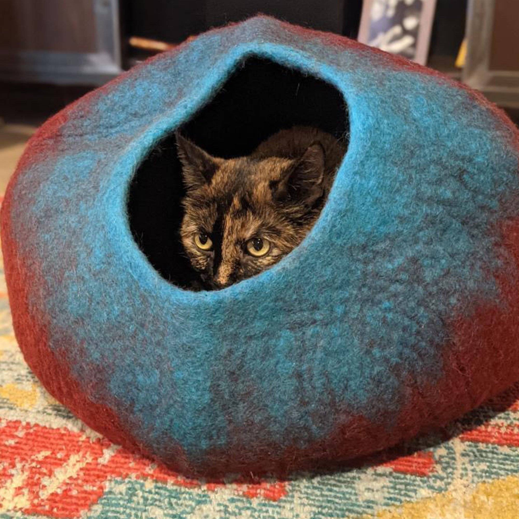 Purrfect popular Cat Cave: Teal & Mustard