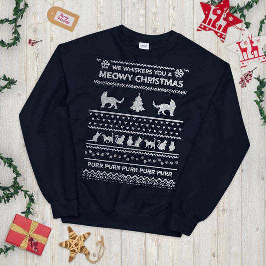 We Whiskers You A Meowy Christmas © | Unisex Christmas Sweatshirt