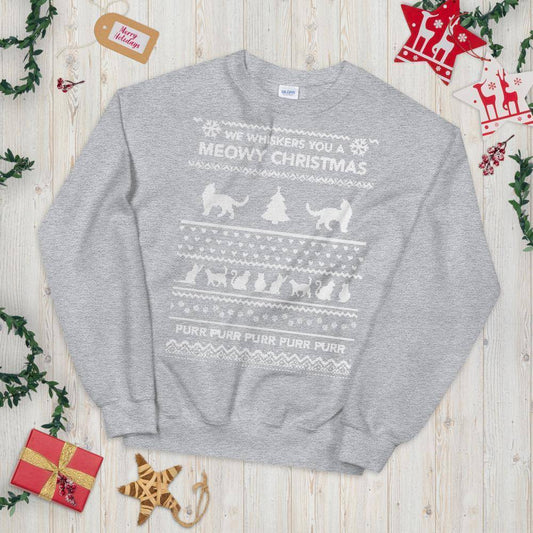 We Whiskers You A Meowy Christmas © | Unisex Christmas Sweatshirt