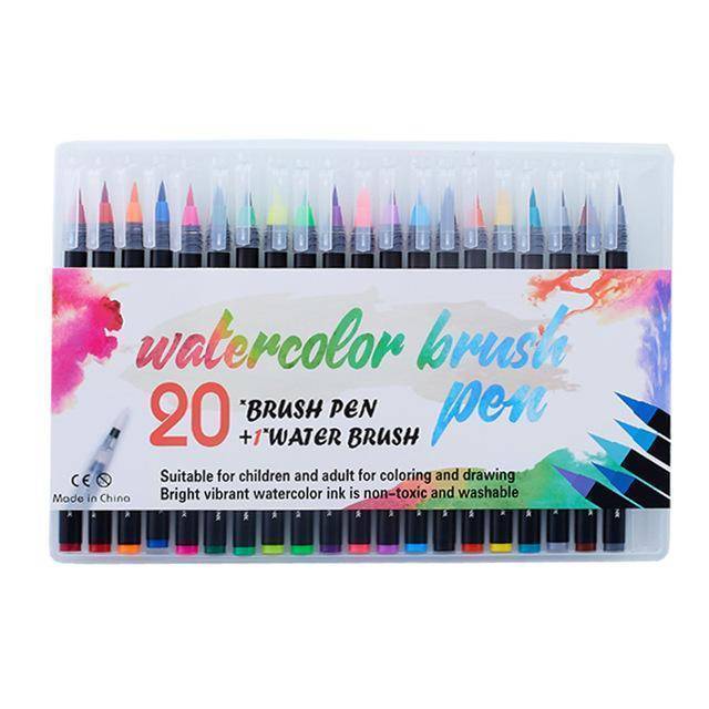 100 Colors Dye Ink Blendable Watercolor Real Brush Marker Pen with Water  Pen - China Nylon Tip Pen, Brush Marker