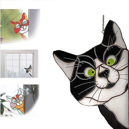 Cat Stained Glass Window Sticker